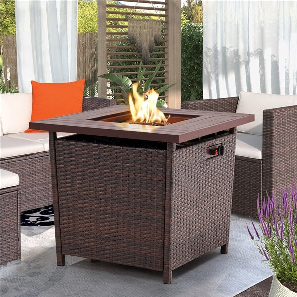 28” Wicker Fire Pit Table