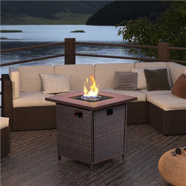 28” Wicker Fire Pit Table