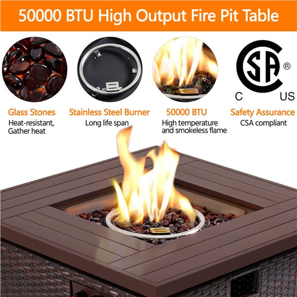 28” Wicker Fire Pit Table