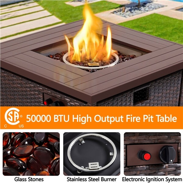 28” Wicker Fire Pit Table