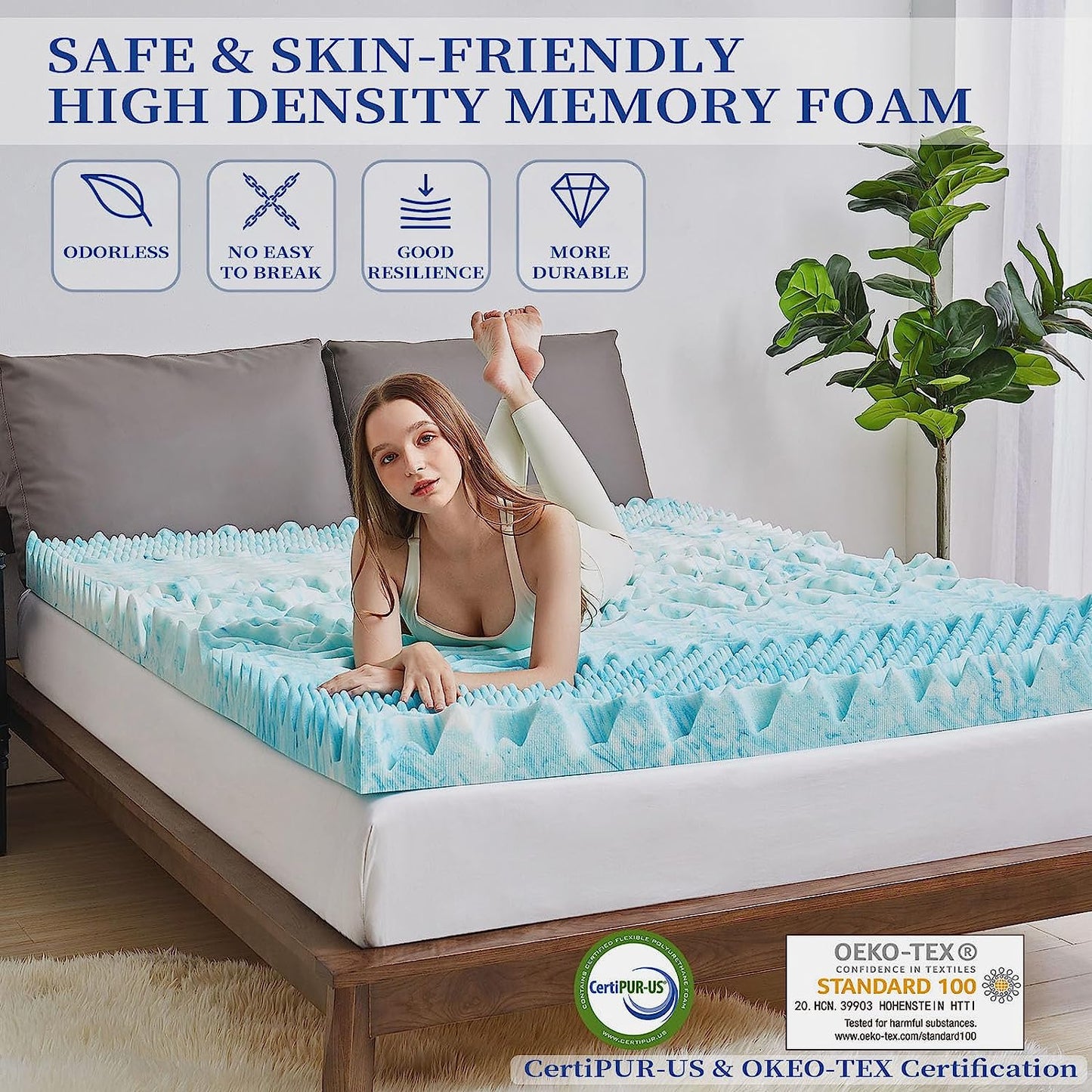 3 Inch Queen Mattress Topper 7-Zone Memory Foam - Cooling Gel Infused