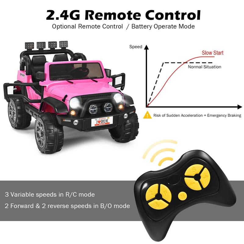 2-Seater Kids Ride on Truck, 12V Battery Electric Toddler Motorized Vehicles Riding Toy Car with Remote Control