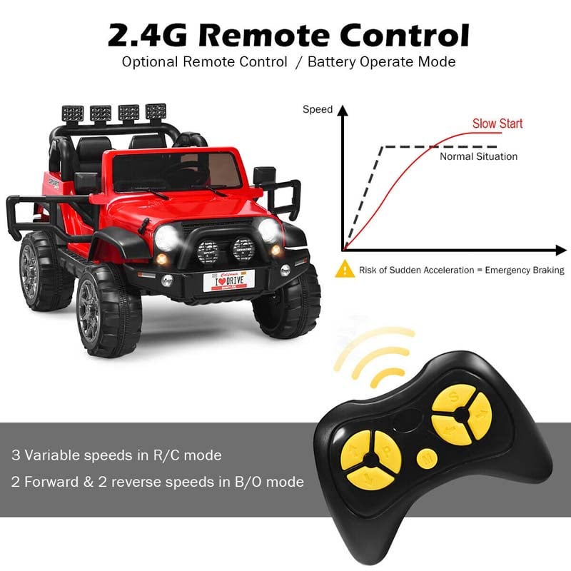 2-Seater Kids Ride on Truck, 12V Battery Electric Toddler Motorized Vehicles Riding Toy Car with Remote Control