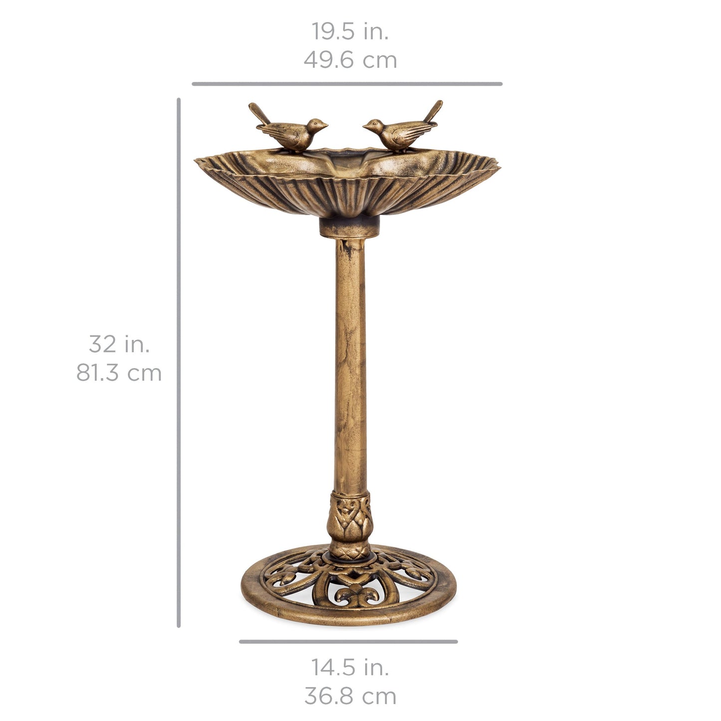 Pedestal Bird Bath Decoration w/ Sparrow Statues