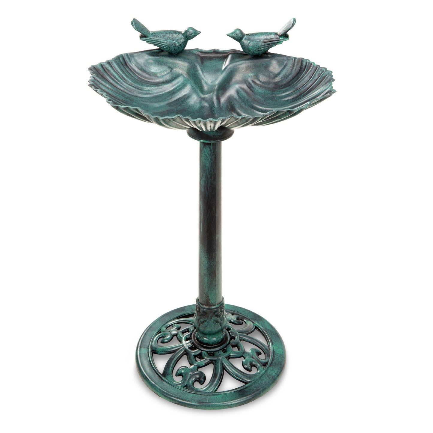 Pedestal Bird Bath Decoration w/ Sparrow Statues