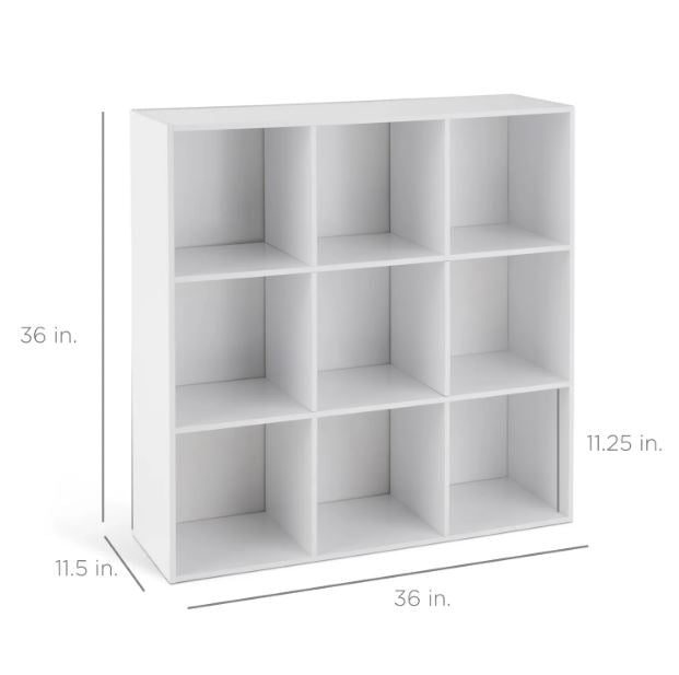 9-Cube Bookshelf Storage Display w/ 3 Removable Panels, Customizable Design