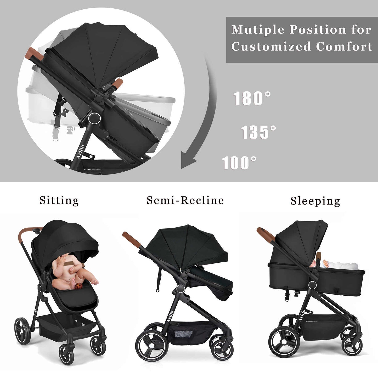 Arlifo™ Best 2-In-1 Baby Infant Foldable Stroller For All-Terrain