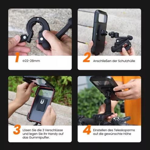 Waterproof Bike & Motorbike Phone Mount – Secure Handlebar Holder for All Smartphones