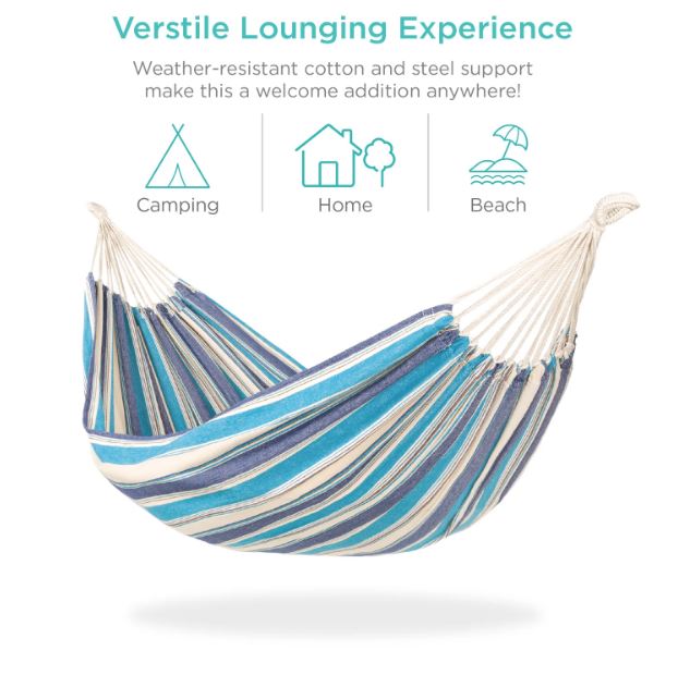 2-Person Brazilian-Style Double Hammock w/ Portable Carrying Bag