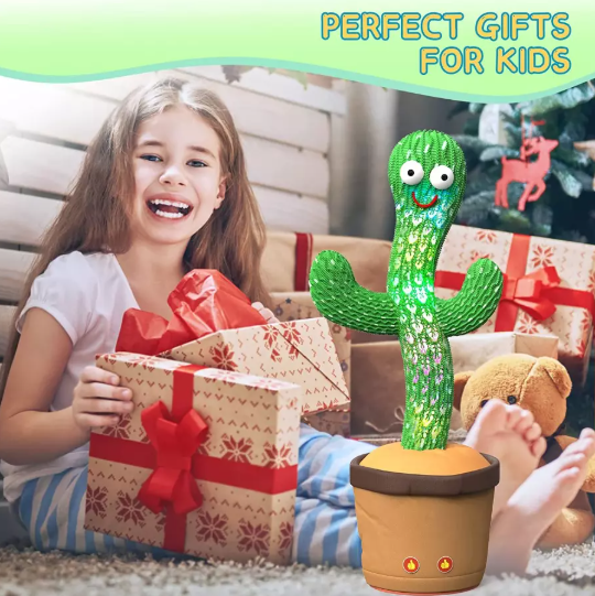 Kids Talking & Dancing Cactus Toy – Interactive Singing Plush with LED & Music