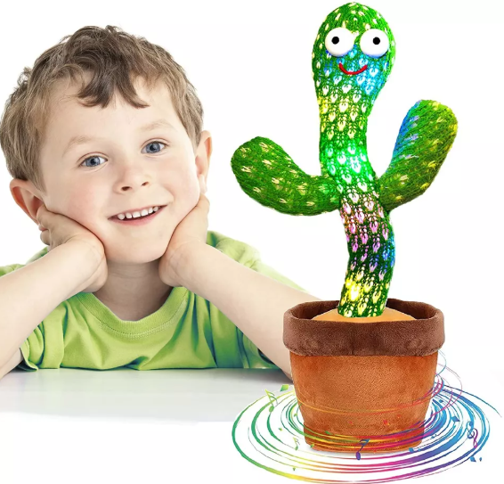 Kids Talking & Dancing Cactus Toy – Interactive Singing Plush with LED & Music