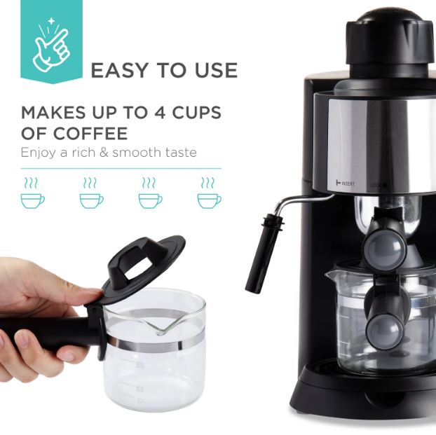 3.5 Bar Coffee Maker for Cappuccino, Espresso, Latte w/ Steam Wand