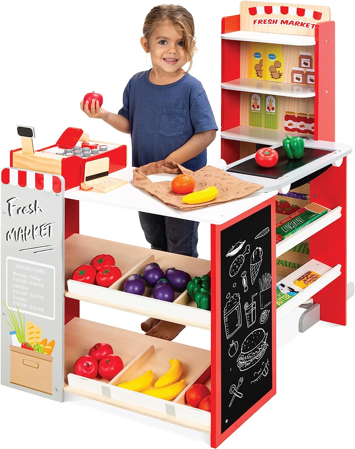 Kids Pretend Play Grocery Store Supermarket Toy Set w/ Accessories