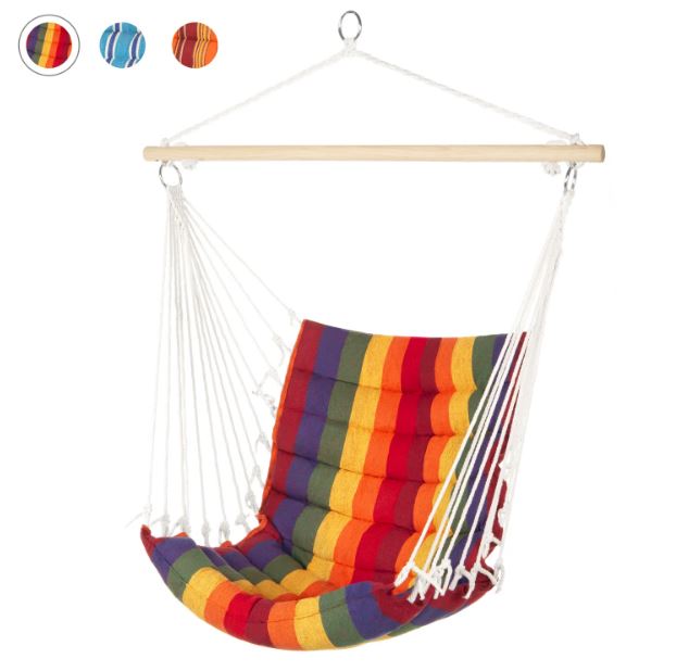 Padded Indoor/Outdoor Cotton Hammock Chair w/ 40in Spreader Bar