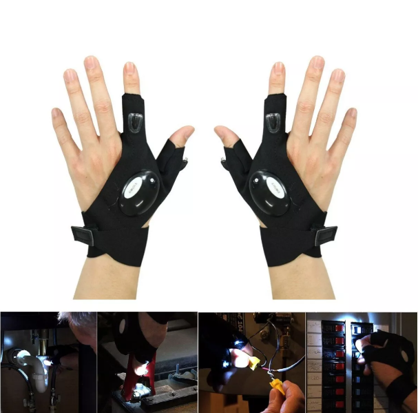 LED Flashlight Gloves – Hands-Free Light Gloves for Repair, Fishing & Outdoor Use (1 Pair)