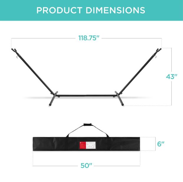 2-Person Brazilian-Style Double Hammock w/ Carrying Bag and Steel Stand