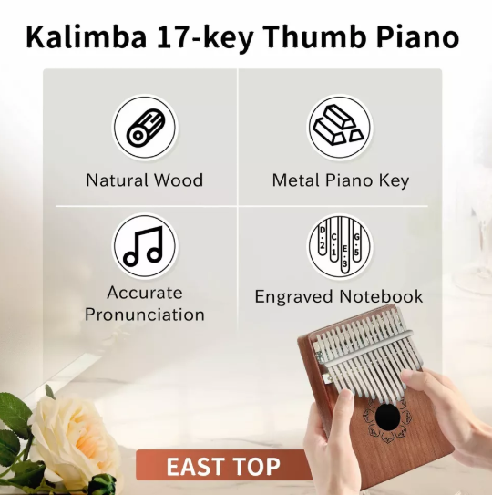 Kalimba Thumb Piano – 17-Key Finger Piano for Relaxing & Soothing Music