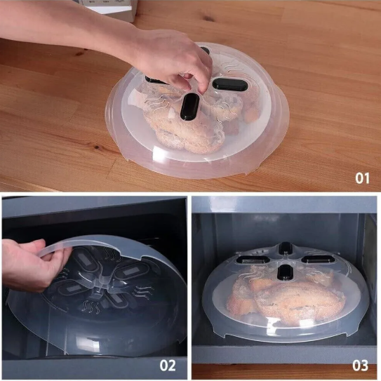 Magnetic Microwave Splatter Cover – Anti-Splatter Guard with Steam Vents & Lid