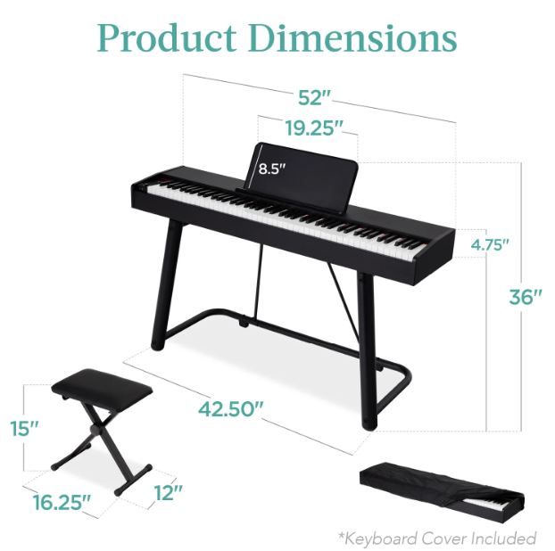 88-Key Weighted Full Size Digital Piano Set w/ U-Stand, 3 Sustain Pedal Unit