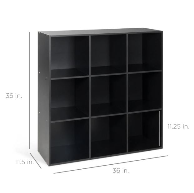 9-Cube Bookshelf Storage Display w/ 3 Removable Panels, Customizable Design