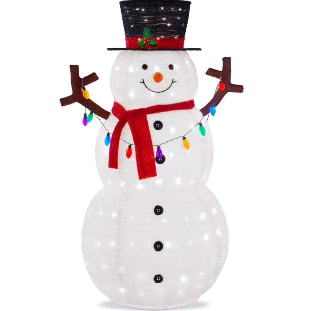 Lighted Pop-Up Snowman Outdoor Christmas Decoration w/ 200 LED Lights - 5ft