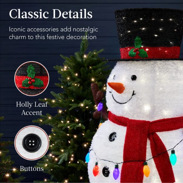 Lighted Pop-Up Snowman Outdoor Christmas Decoration w/ 200 LED Lights - 5ft