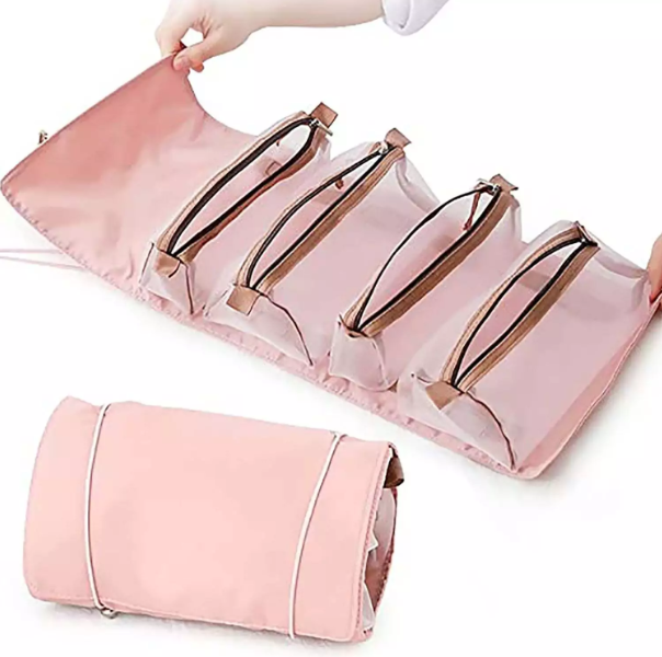 Foldable Toiletries Bag for Women with Multiple Detachable Compartments