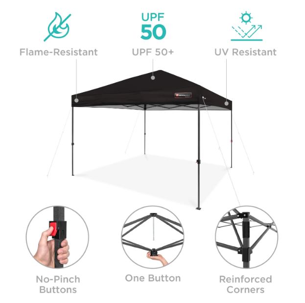 One-Person Setup Instant Pop Up Canopy w/ Wheeled Bag - 10x10ft